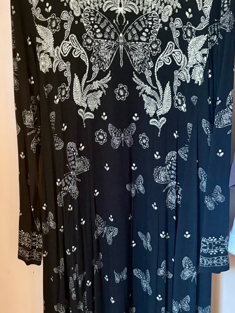Johnny Was Black Long-Sleeve Butterfly & Floral Tunic
